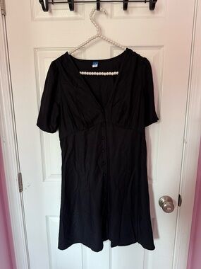 Old Navy Black Short Sleeve Button-Front Mini Dress